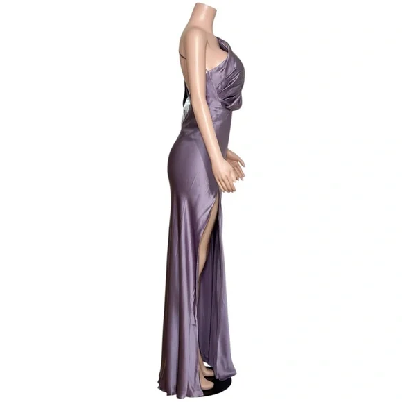 asymmetric one shoulder dress Asymmetrical One-Shoulder Black Dress with High Slit XL